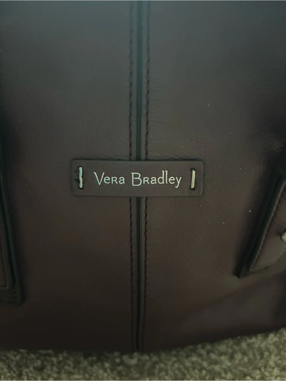 Vera Bradley Burgundy Leather Satchel with Floral Lining